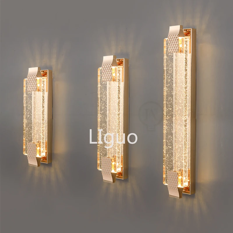 

Modern Rectangular Bubble Crystal Wall LampDimming LED, Bedroom Bedside Lamp living room TV Wall Decorative Lighting