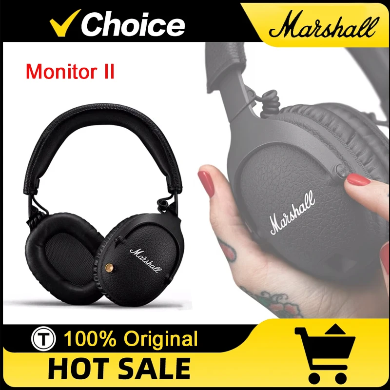 

Беспроводные Bluetooth-наушники Marshall Monitor II ANC с активным шумоподавлением, сабвуфером, для музыки, спорта и игр