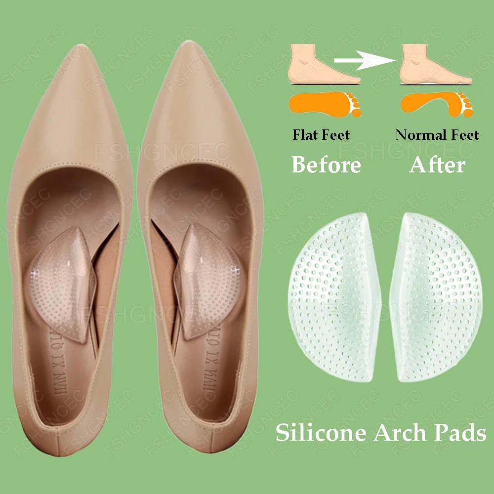 Silicone Orthopedic Shoe Pads for Man Woman High Arch Support Insoles for Plantar Fasciitis Pain Relief Flat Feet Corrector