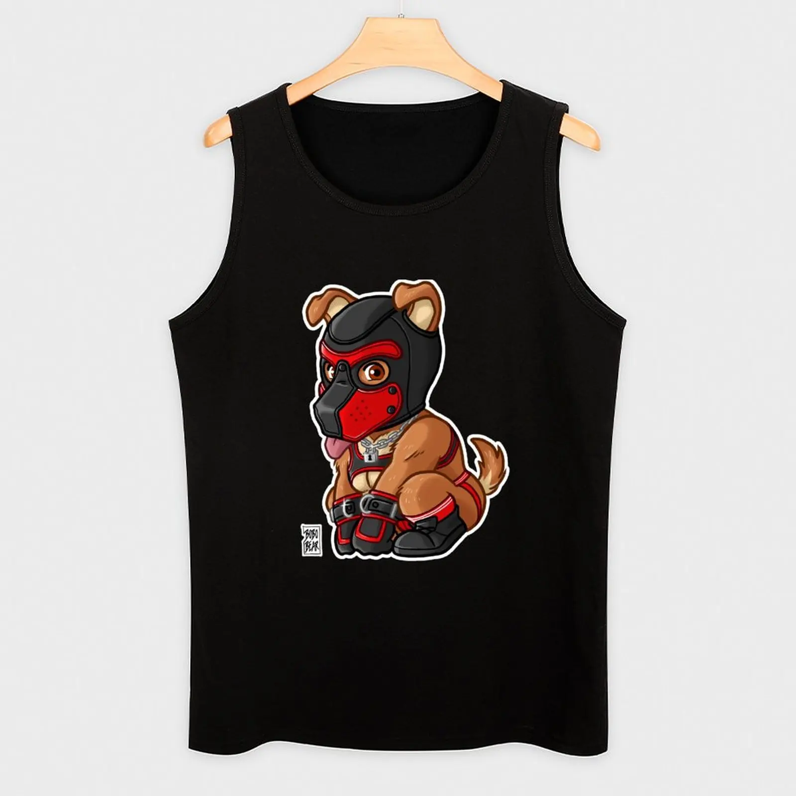 PLAYFUL PUPPY Regata para Homem, Máscara Vermelha, Série BEARZOO, T-Shirt Muscular