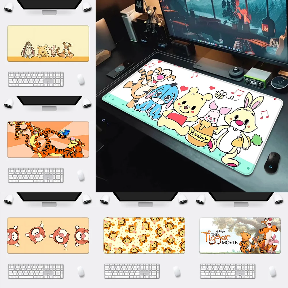 

Cute Tiggers Mousepad HD Printing Computer Gamers Locking Edge Non-slip Mouse Pad XXL90x40cm Keyboard PC Desk Pad