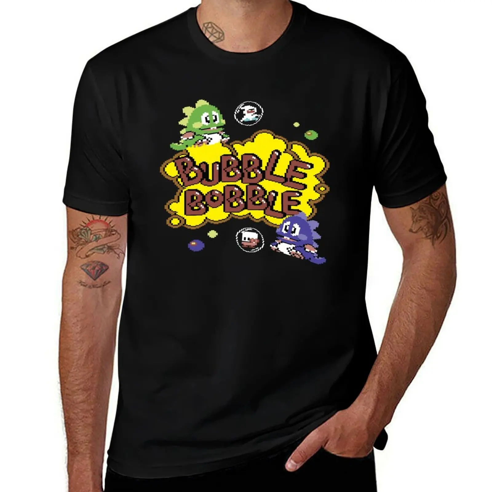

Bubble Bobble T-Shirt cotton t shirts man 100% black cotton t-shirt plain for man package T-Shirt