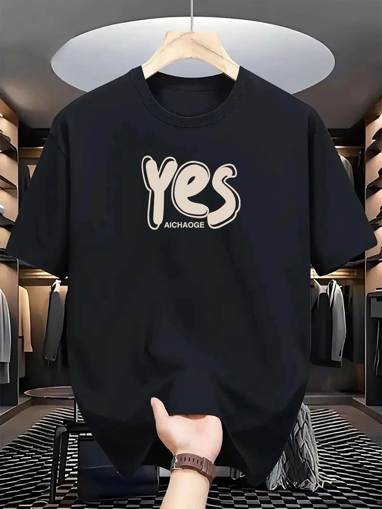 

2025 Summer New Men 100% Cotton Short Sleeve Letter Printing Design Casual Breathable Top Outdoor Sports Fitness T-shirt