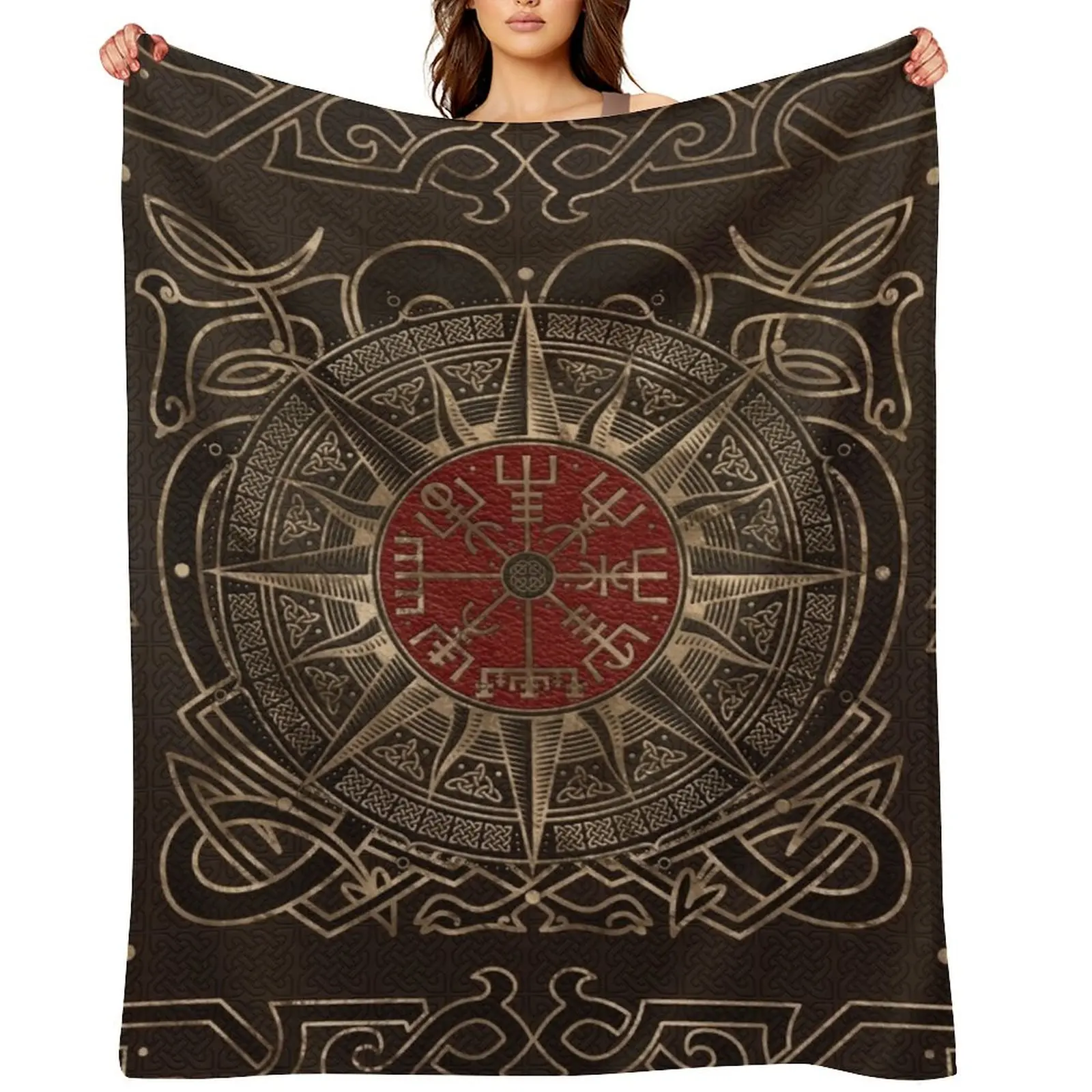 

Vegvisir - Viking Compass Ornament Throw Blanket Tourist funny gift Furry Flannels Blankets