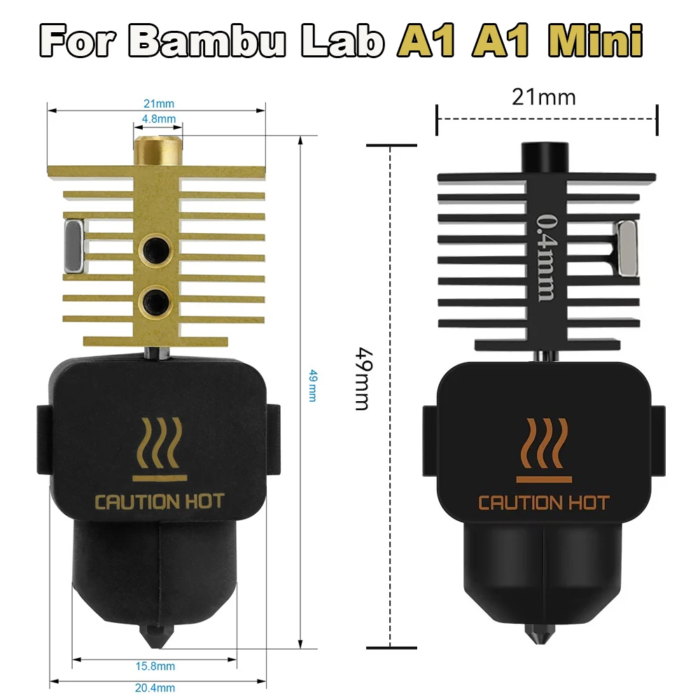

Brass Hotend Kit For Bambu Lab A1 mini 3D Printer Parts Hotend Replaceable Hardened Steel Nozzle For Bambu Lab A1 Print Head