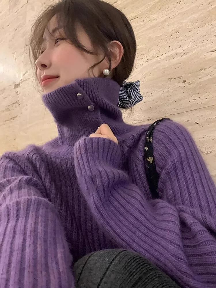 ملابس تريكو نسائية ذات ياقة ثانية لخريف وشتاء جديد Sle High Ne تصميم ملابس داخلية علوية طبقة أساسية قمة قابلة للتنفس #2