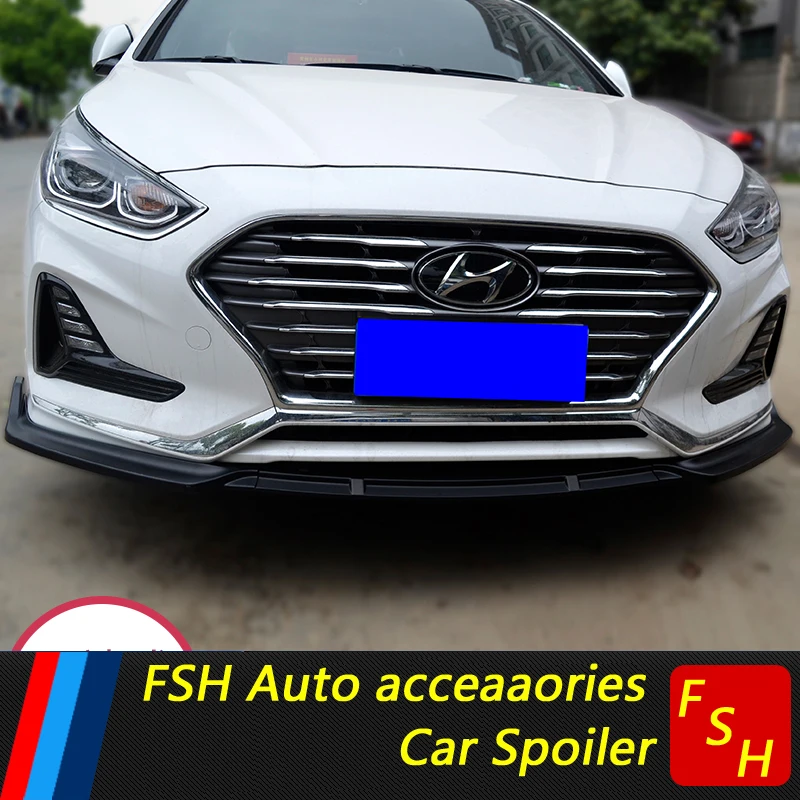 For Hyundai Sonata 9th 2014 - 2019 Front Lip Chin Diffuser Body Kit Spoiler Bumper Splitter Accessories ABS Material Carbon Look