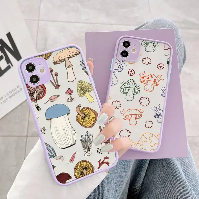 Mushroom cute cartoon Phone Case matte transparent For iphone 14 11 12 13 plus mini pro max cover