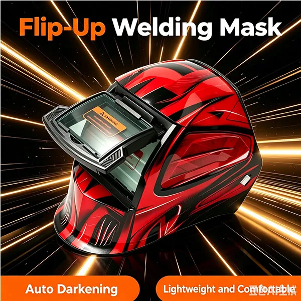 Auto Darkening Welding Helmet 1/1/1/2 True Color Solar Powered Welder Hood Wide View Shade 9-13 Adjustable Grinding Flip U