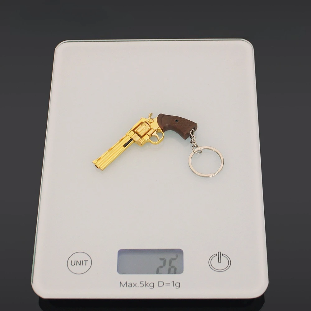 7.3cm/2.87in 미니 합금 작은 총 펜던트 1:3 잡아 모델 리볼버 금속 키 체인 분리형 버전 장난감 장식품 컬렉션 선물