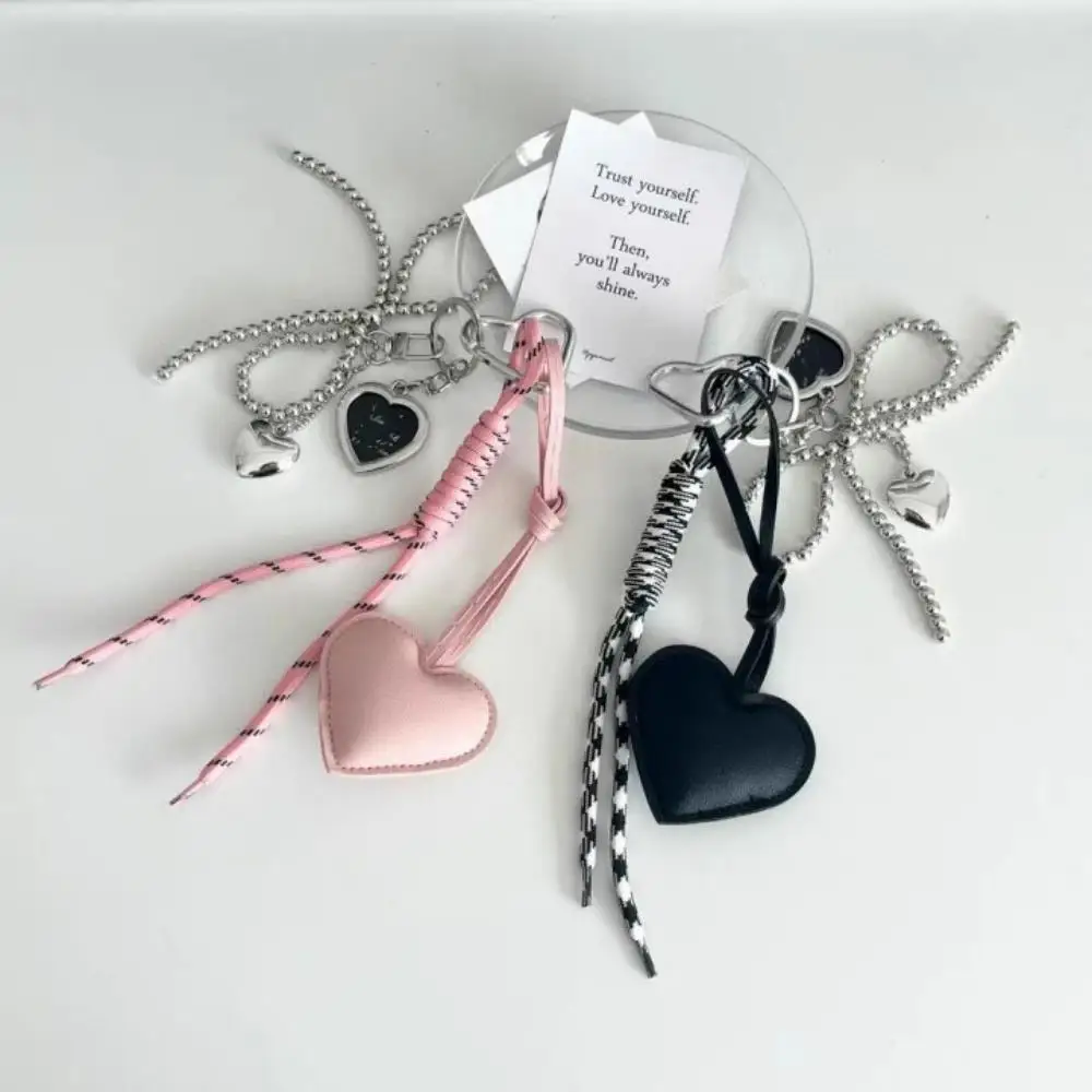 

New Vintage Braided Rope Bag Pendant High-grade Creative Keychain Bow Heart Shape Keychains For Women Backpack Key Ring Decor