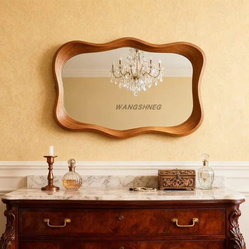 

Square Frames Mirror Universal Big Wood Classic Vintage Luxury Mirror Wall Bedroom Cozy Aesthetic Espelho Banheiro Home Decor