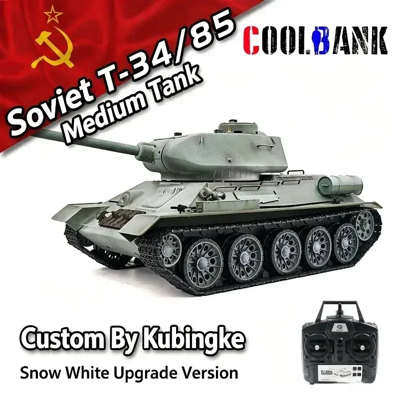Henglong Soviet T34-85 3909 Snow‑White 1/16 Remote Control Metal Tracked Tank 7.0 Version Infrared Battle Electric RC Model Toy view 6