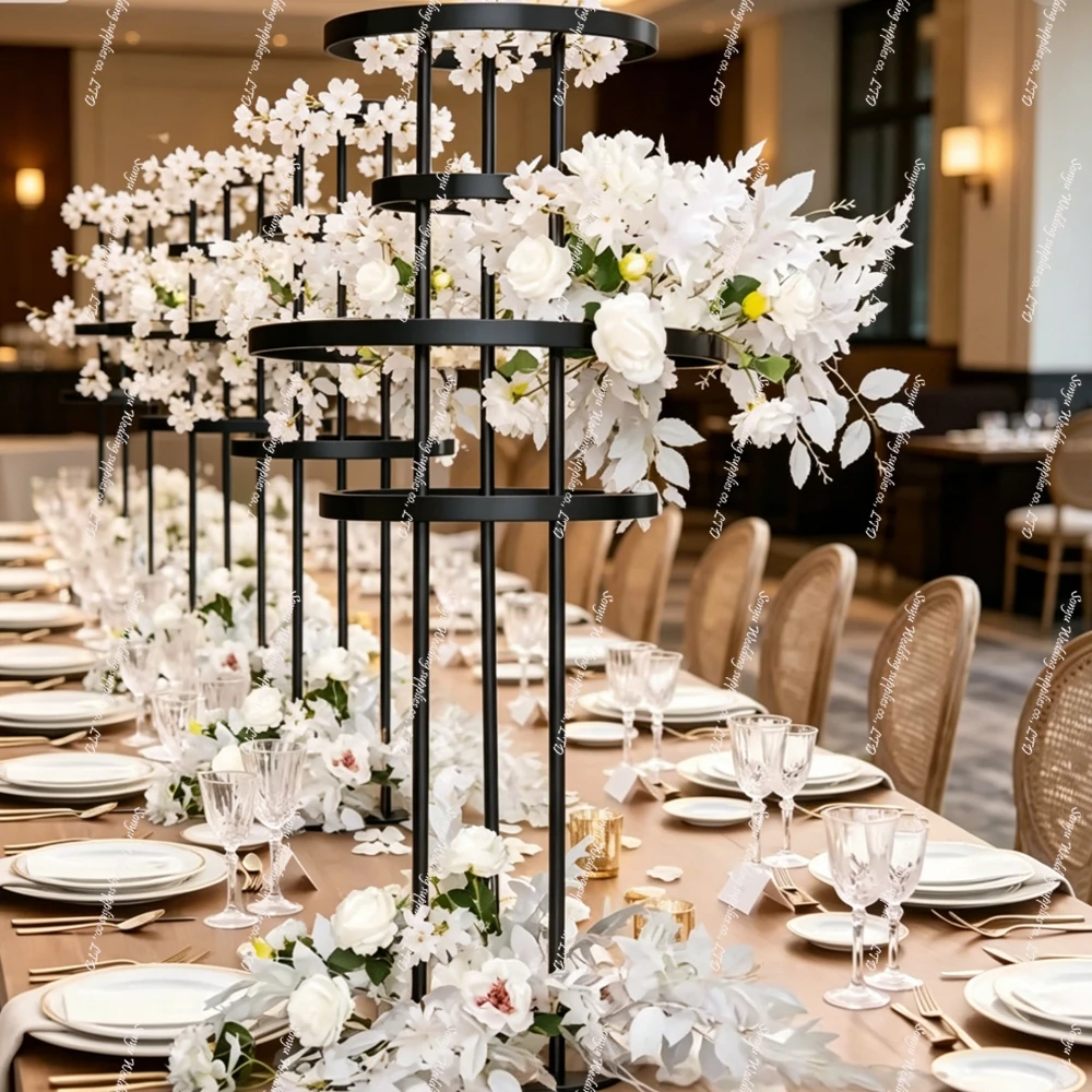 2/8/10pcs H130cm  New Design Gold Arch Metal Flower Stand Large Flower Rack Table Center piece for Wedding Decoration