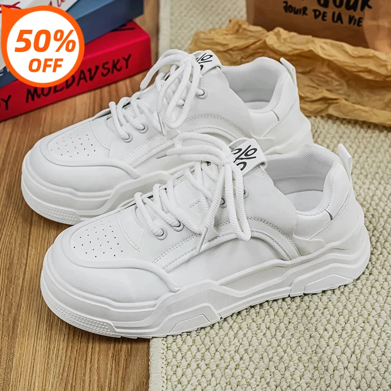 

Мужские кроссовки в дизайнерском стиле, белые, удобные, на толстой платформе, модные повседневные кроссовки, новинка 2026 года, брендовые спортивные кроссовки-тенниски