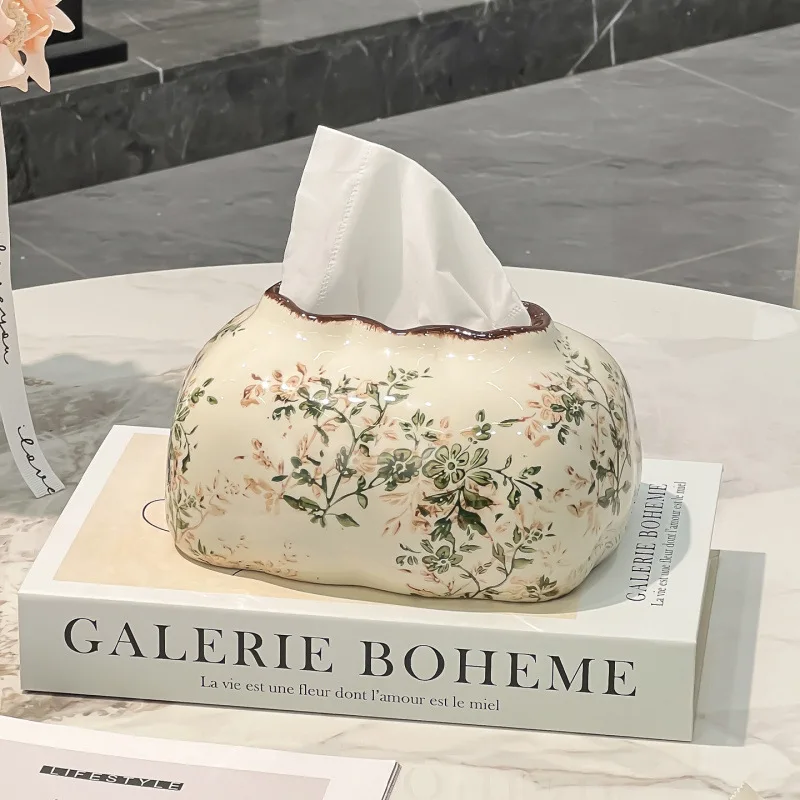 colorful ceramic paper box, tissue box decoration, home living room napkin box, creative decoration