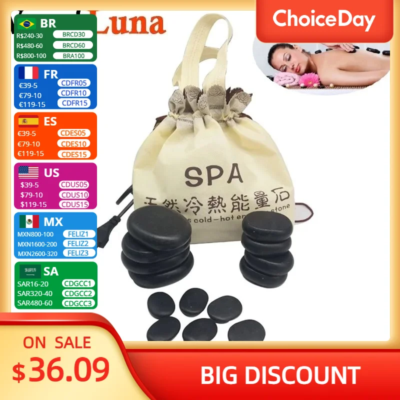 

Portable Massager Basalt Hot Stone Set 16pcs Hot Rocks Stones Massage Kit with Heating Bag For Home Spa,Relaxing Health Care