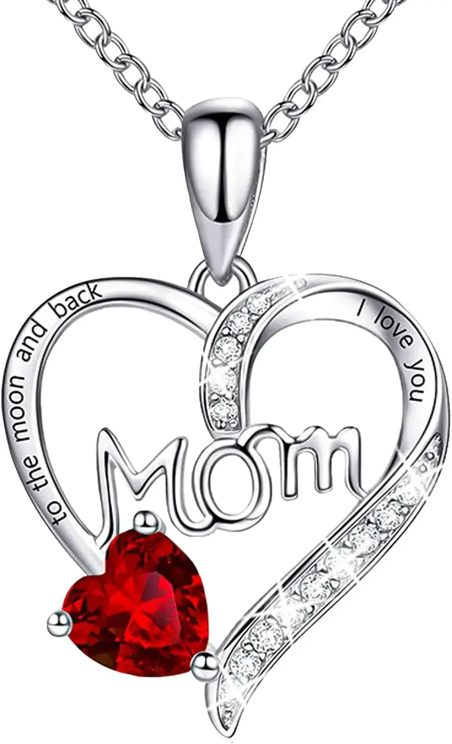 

Love Heart Pendant Necklaces for Women, Mother's Day Gifts for Mom GrandmaWife from Daughter Son, I Love You Mom (With gift box)
