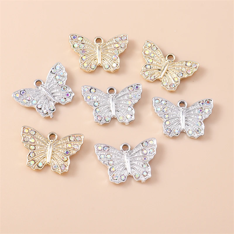 

20pcs 18x12mm Cute Crystal Flying Butterfly Charms Pendants for Making Earrings Necklaces Accessories DIY Craft Jewelry Findings