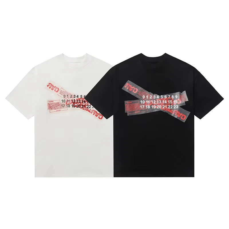 Creative Print Casual Versatile Loose Trendy Short Sleeve T-Shirt American Style Crew Neck Top for Men Breathable Hip Hop Summer
