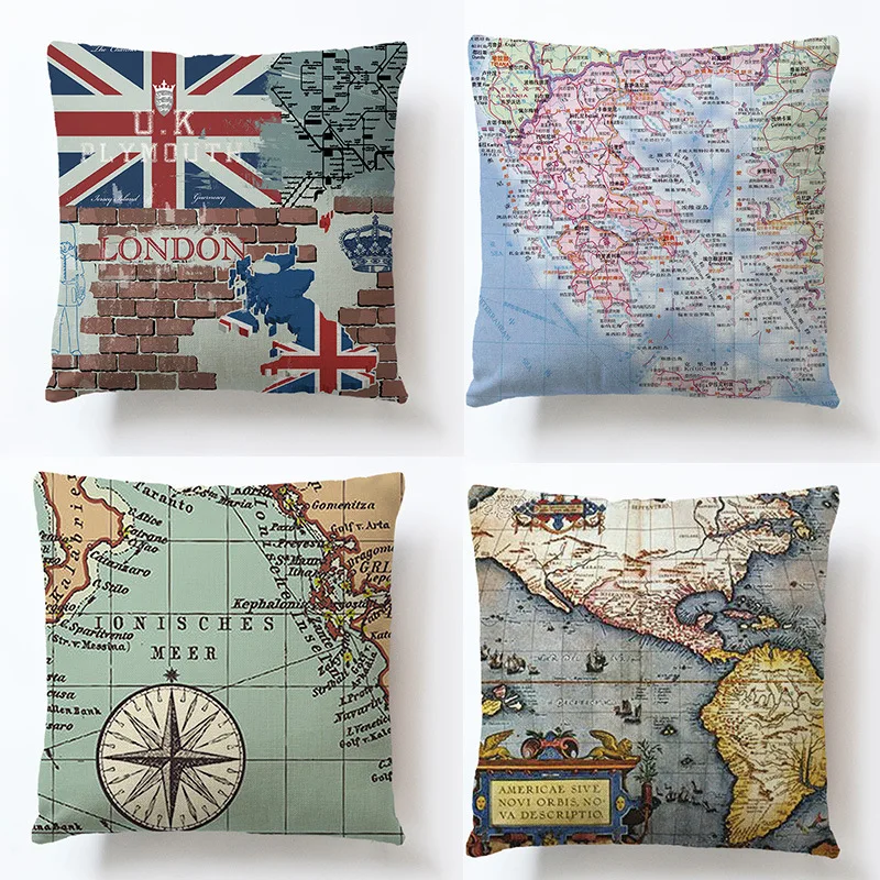 American Flag Star And Stripe Patriotic Pillowcase For Home Cushion, World Cup Football Logo Sofa Pillow