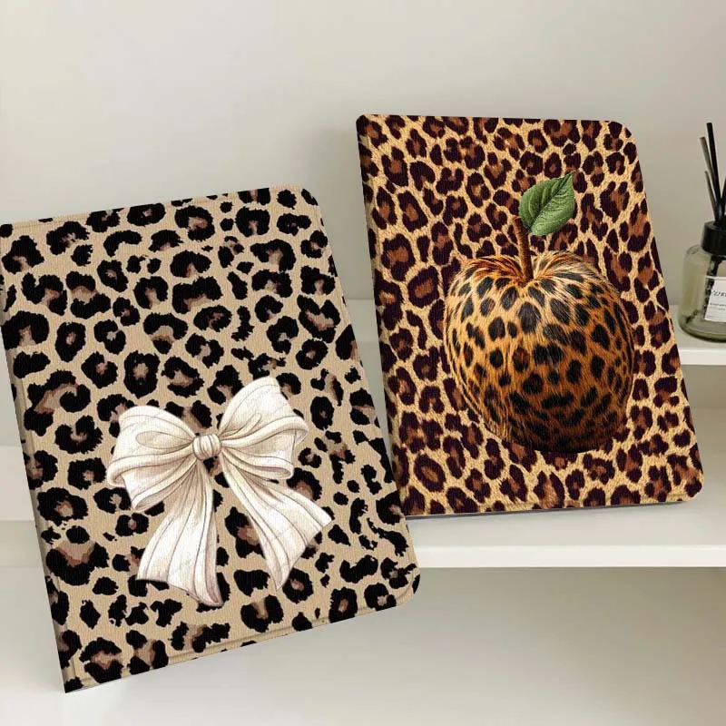 

Art Retro Leopard Print For Apple iPad Pro Air 13 2 7th 6th 2025 M2 M3 M4 M512.9 13 inch Foldable Tablet Case Gift