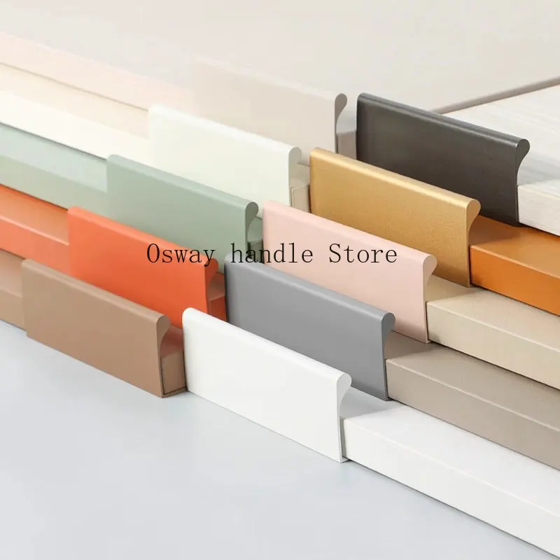 Colorful Invisible Cabinet Handles No Punching Drawer Wardrobe Pulls Modern Cupboard Door Handles Aluminum Furniture Hardware