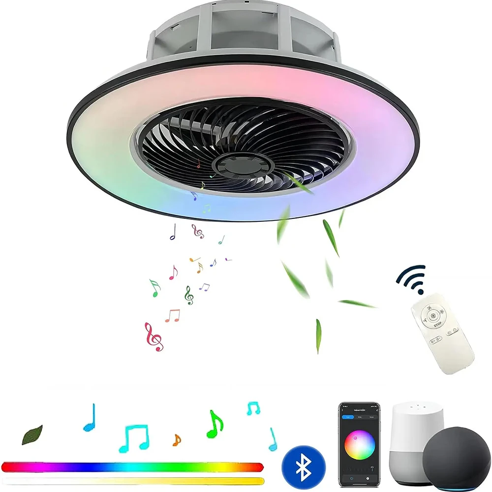 

LED Ceiling Fan Light 3-in-1 Tuya Intelligent 2.4G WiFi APP Control ABS Ventilation Fan Suitable For Bedrooms And Living Rooms