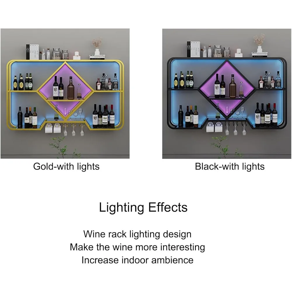 Wein regal Bar Regale Wand montage mit hängenden Weinglas Rack Halter Minibar Schnaps schrank Bar Flasche Display Regal schwimmend