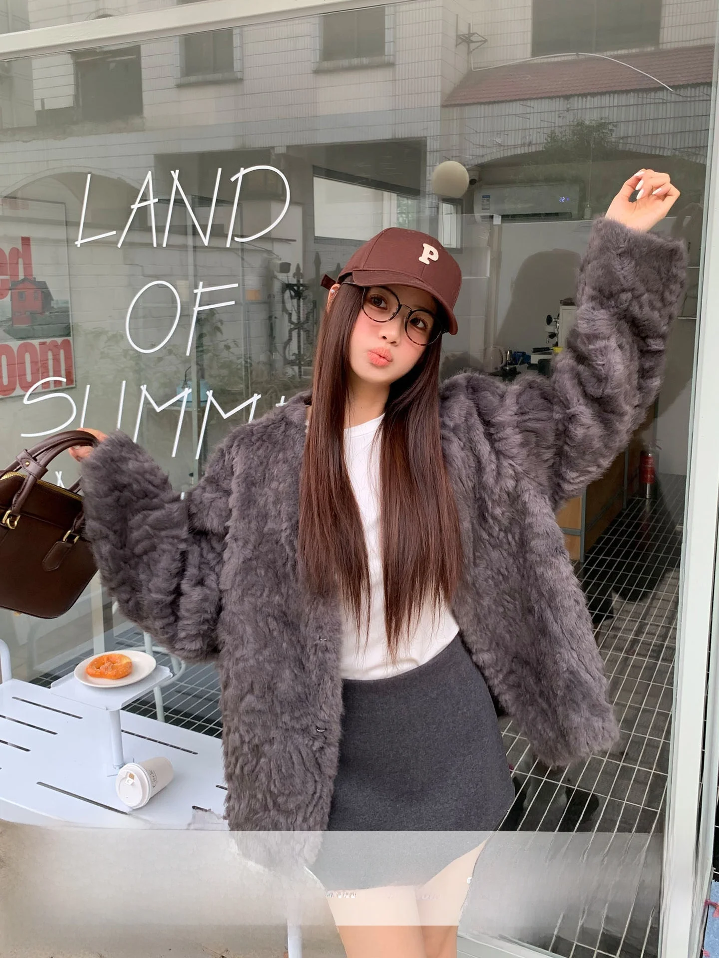 

Винтажная женская утепленная куртка из овечьей шерсти с ретро-дизайном в стиле Orange Tree, комбинированная из кожи и меха, для зимы