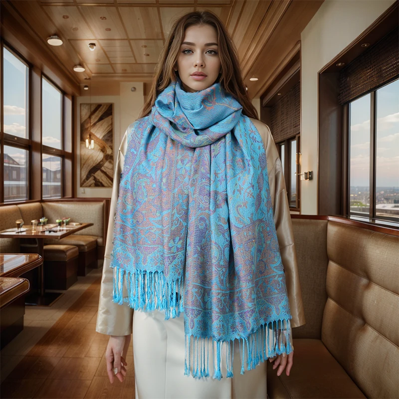 Quaste Decke Design dicke Pashmina neue Winter warme Schal Wrap Kaschmir Schal Frauen Halstuch Poncho Stolen 2024 – Detail 1