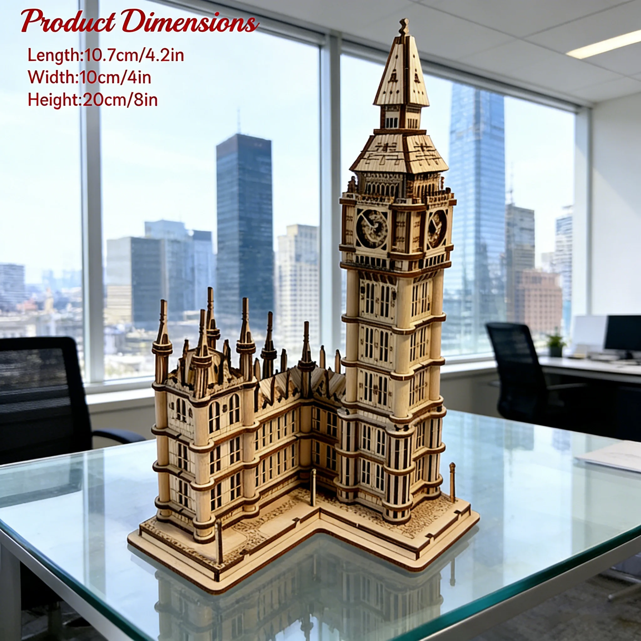 1 horloge Big Ben DIY en bois, un puzzle 3D créatif, idéal comme cadeau festif ou décoration de la maison.