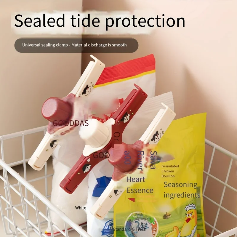 2Pcs Colorful Cartoon Food Sealing Clips Precise Seal Multifunctional Kitchen Snack Spice Bag Preservation Clamp Household Stora