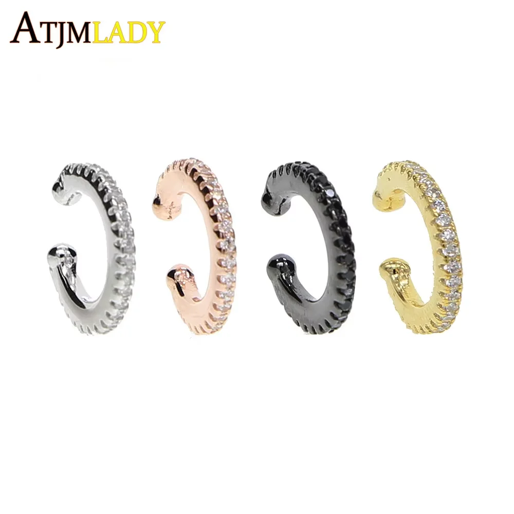 Ear Cuff micro pave cz circle 925 sterling silver mix rainbow CZ earrings no pierced stack small sized little girl earring cuff