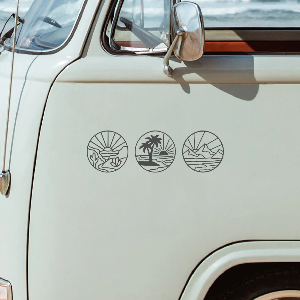 

Наклейки на автомобиль с изображением гор, заката, пляжа, пустыни, заката, природы, декоративные виниловые аксессуары, водонепроницаемая пленка