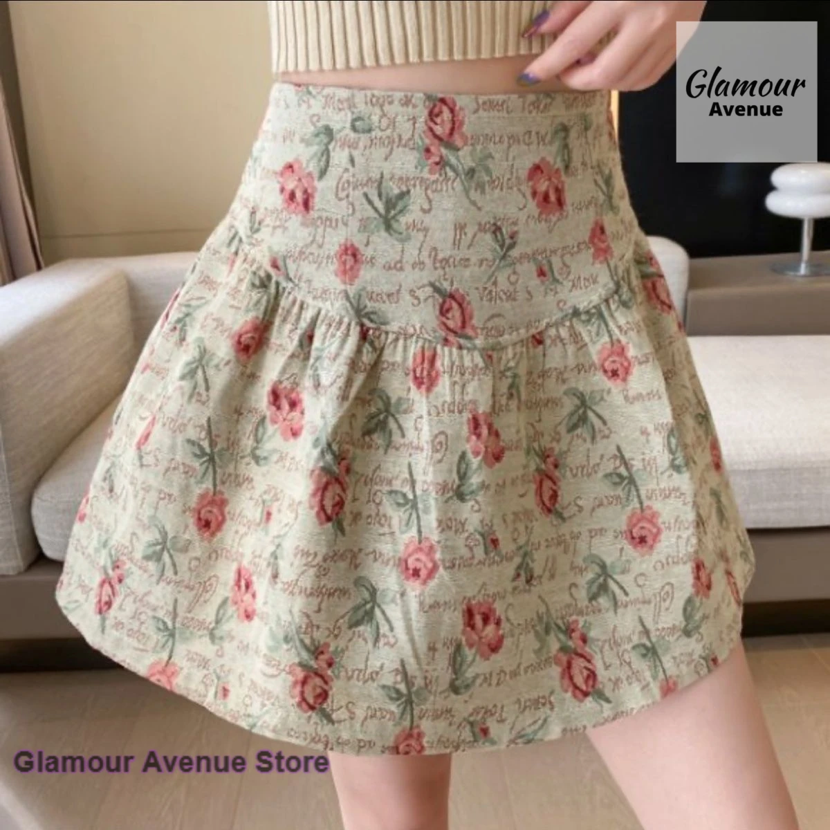 French retro jacquard high waist slim skirt women's spring and summer new fashion sweet rose gentle wind umbrella skirt.