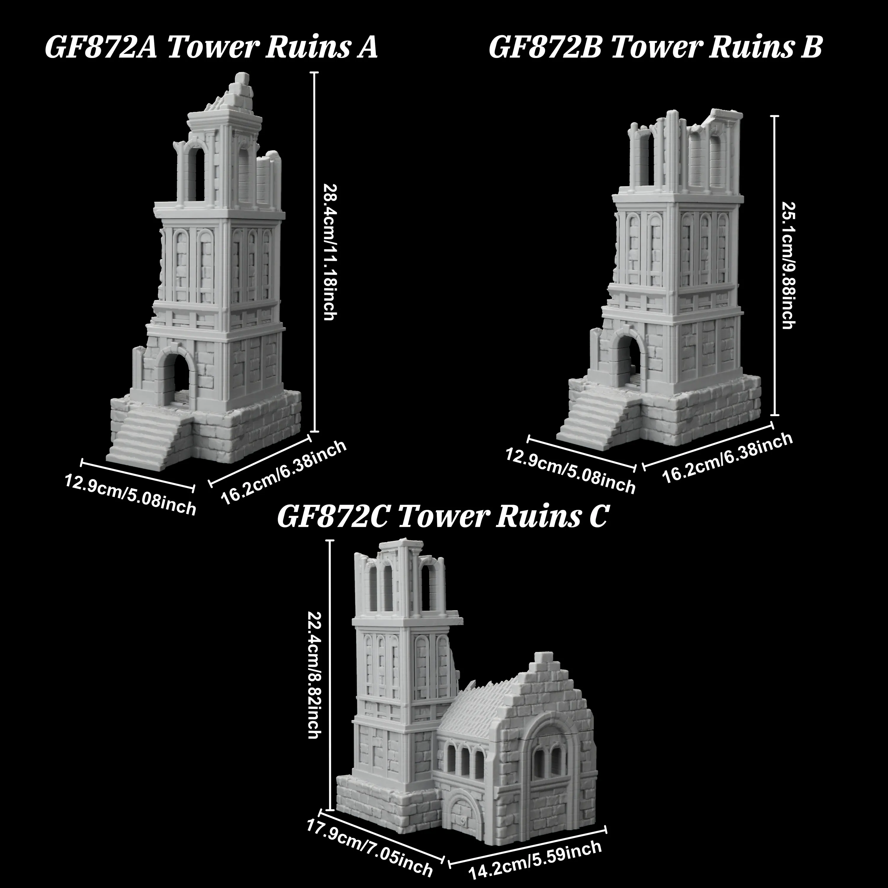 RPG Tower Ruins Terrain Building, Fantasy Dungeon Miniatiure Tabletop Accessory,TTRPG Tabletop Role Play Game Scenery Model