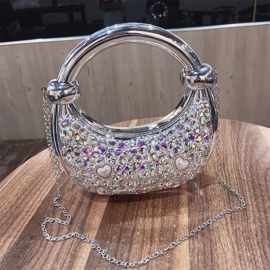 

New European Rhinestone Evening Bag Women's Shoulder Crossbody Banquet Bag Fashion Socialite Evening Dress High-End Handbag