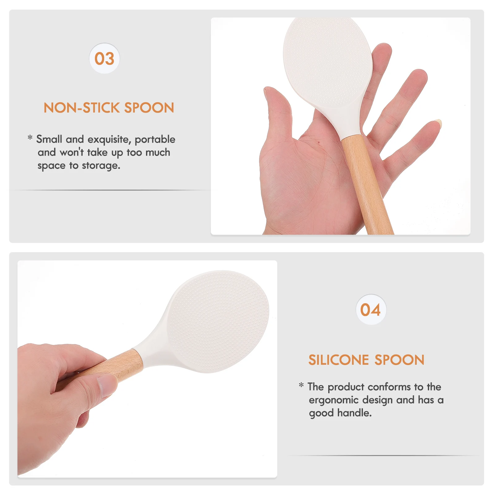 

1Pc Ergonomic Heat Resistant Silicone Rice Spoon Non-Stick Rice Spatula Kitchen Utensil
