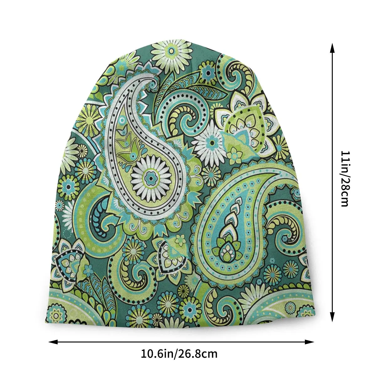 Paisley Babylon Water Drop Green Men Women Thin Beanies Windproof Ski Cap Double Layer Fabric Bonnet Hat