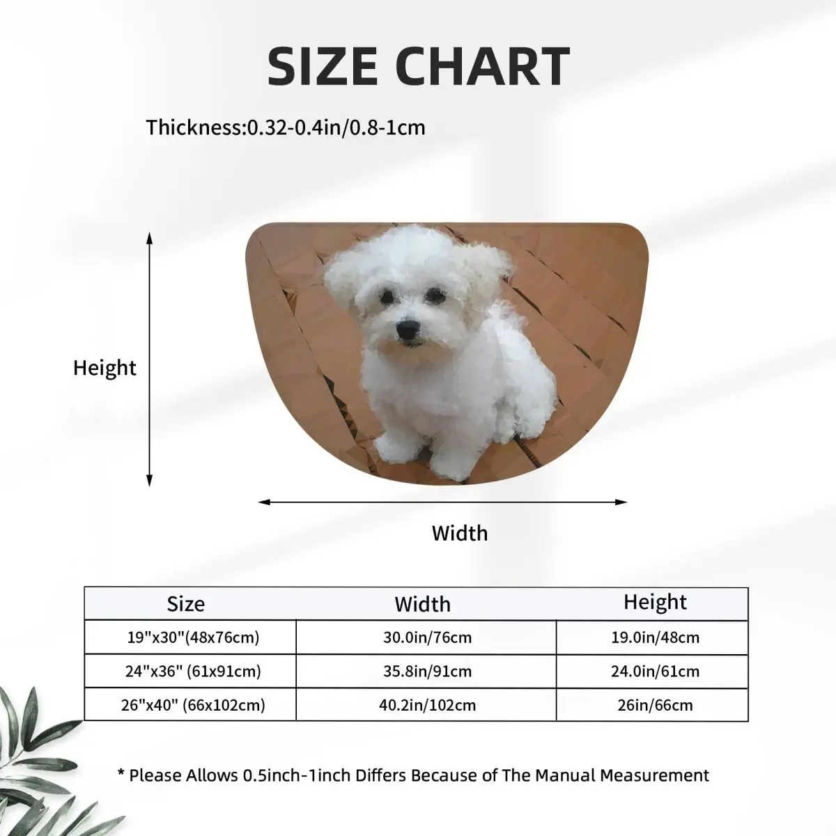 Maltese Puppy Low Poly Geometric Triangles Soft Half Round Doormat Non Slip Bathroom Mat Absorbent Floor Carpet for Home Bedroom