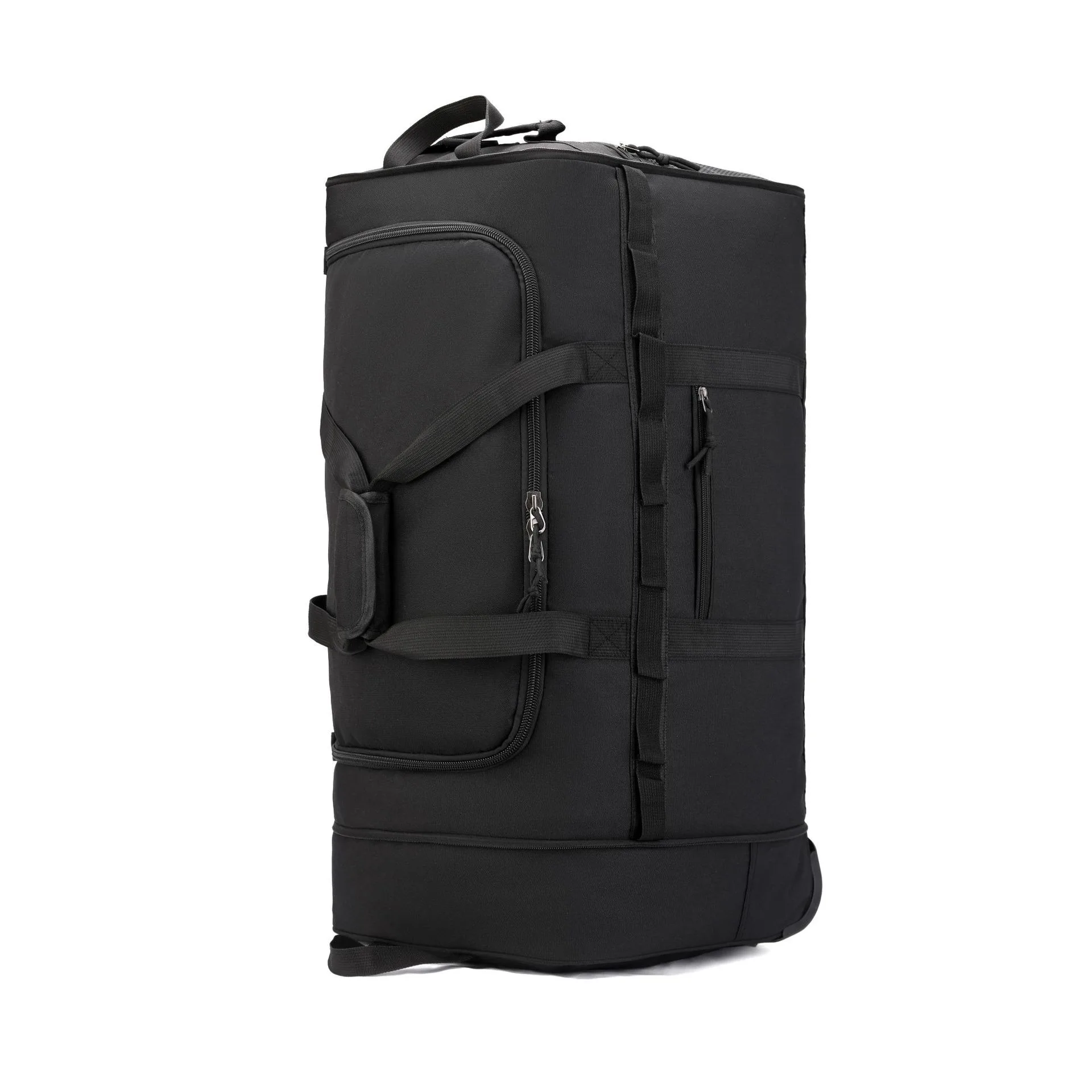 Foldable Expandable Travel Duffel Bag, Large Capacity Portable Luggage, Unisex Carry-on Rolling Shoulder Bag for Trip