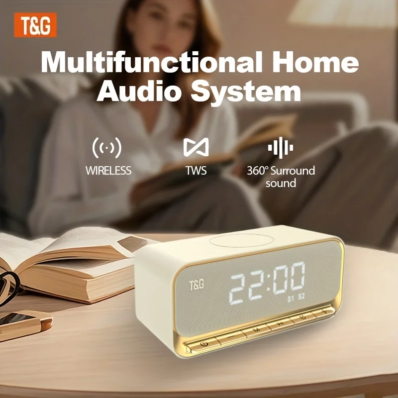 TG461 kabelloser Lautsprecher, unterstützt Uhr- und Weckerfunktionen, 3600mAh, LED-Display Digitaluhr. – Detail 1
