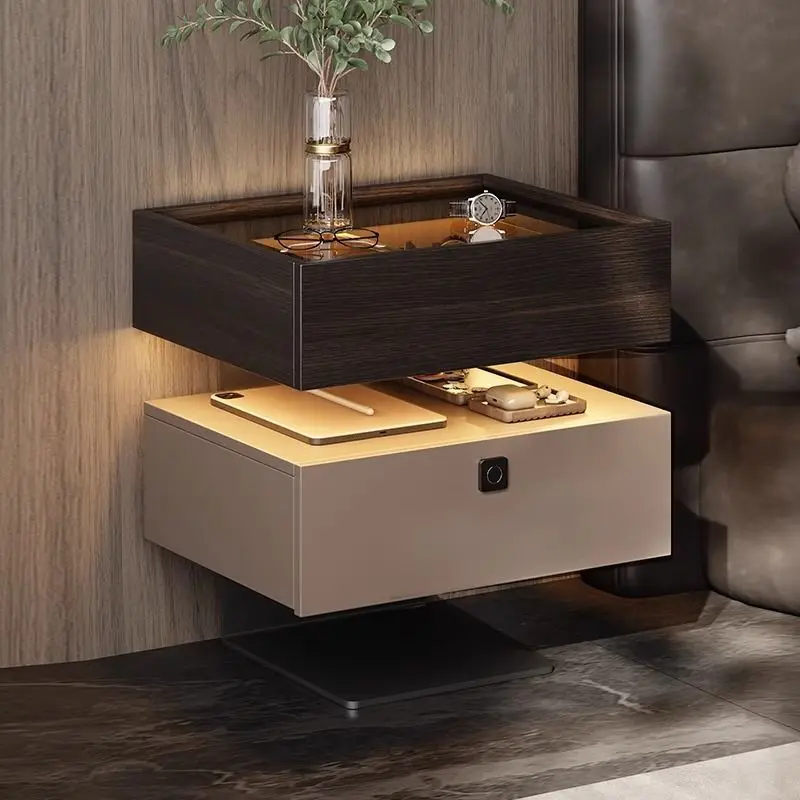 

Italian bedside table, suspended intelligent light luxury high-end sense, modern simple bedroom minimalism
