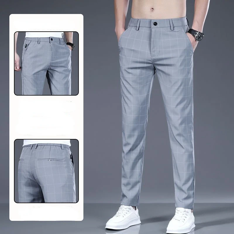 

Fashion High Quality Cotton Men Suit Pants Straight Spring Autumn Long Male Full Length Classic Business Casual Trousers Q328