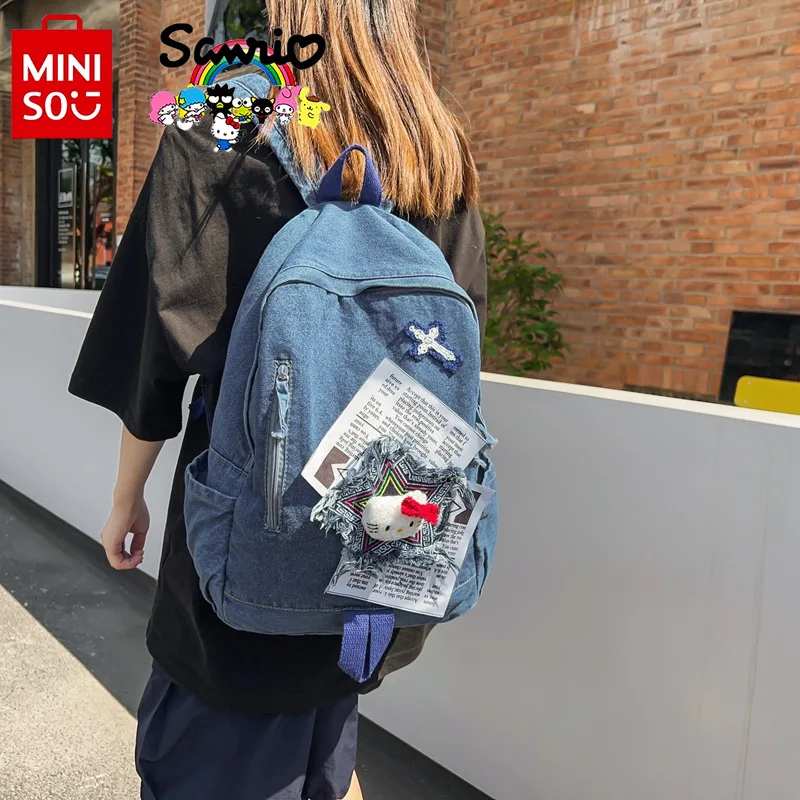 Miniso-Hello Kitty حقيبة ظهر كرتونية للنساء ، عالية الجودة ، خفيفة الوزن ، سعة كبيرة ، طالب ، موضة فتاة