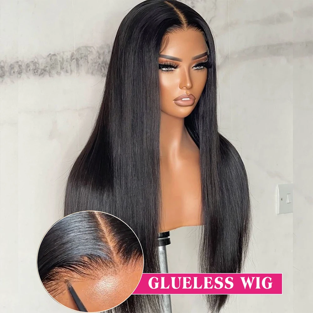 Glueless Straight 6x4 5x5 Lace Closure Pre Cut Lace Wig Brazilian Human Hair Transparent Lace Wigs Easy Wear Glueless Wigs 180%