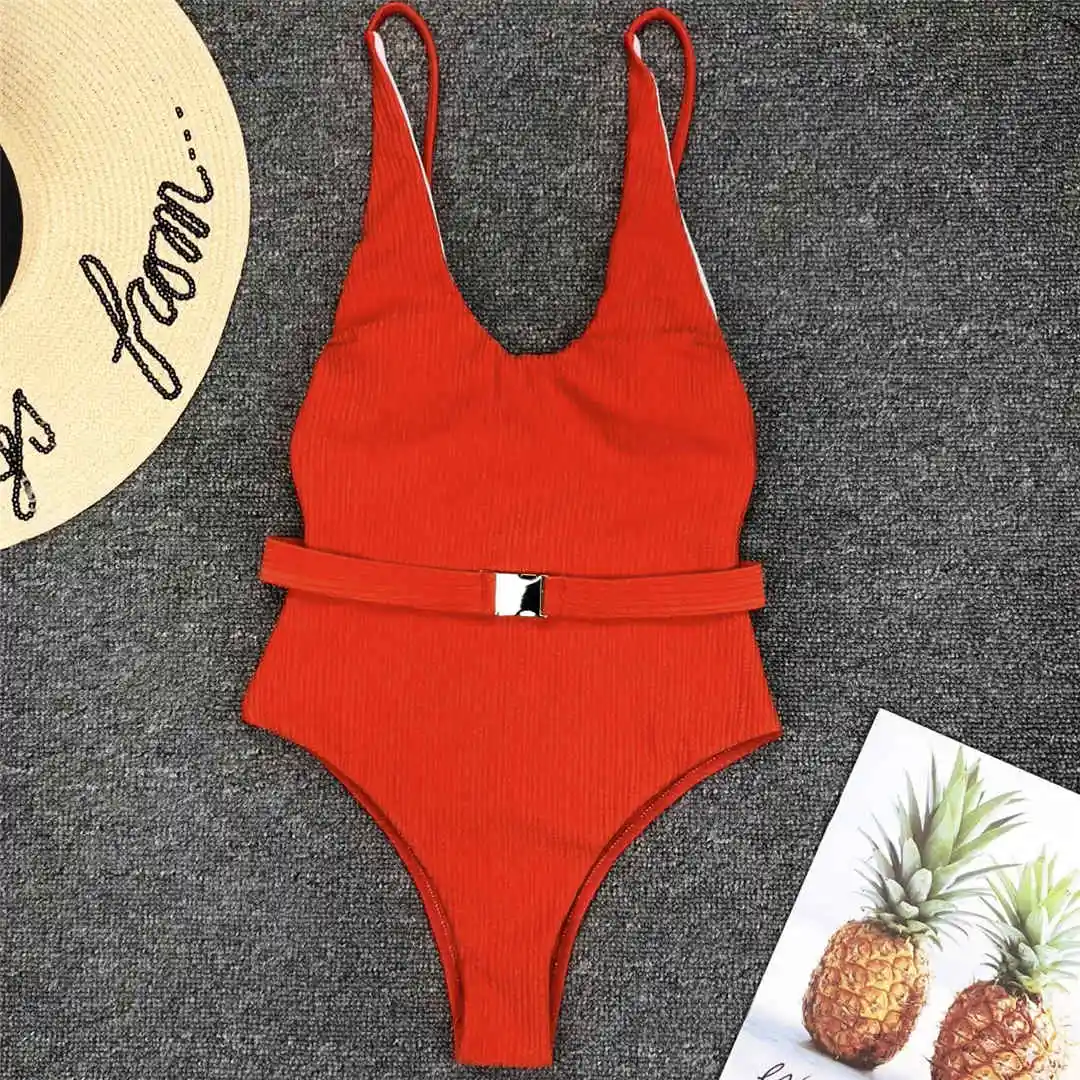 6 Farben, sexy Damen-Badeanzug, gerippt, mit hohem Beinausschnitt, einteiliger Badeanzug für Damen, mit Gürtel, Badebekleidung, Monokini, Damenmodell V1159SW. – Detail 39