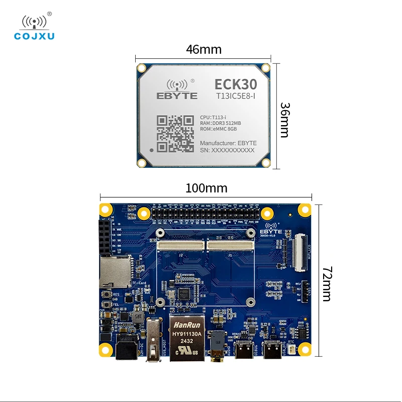Dual-Core ARM A7 T113-i BTB Core Board COJXU ECK30 Series Gigabit Ethernet High Cost Performance Multi-Core Heterogeneous