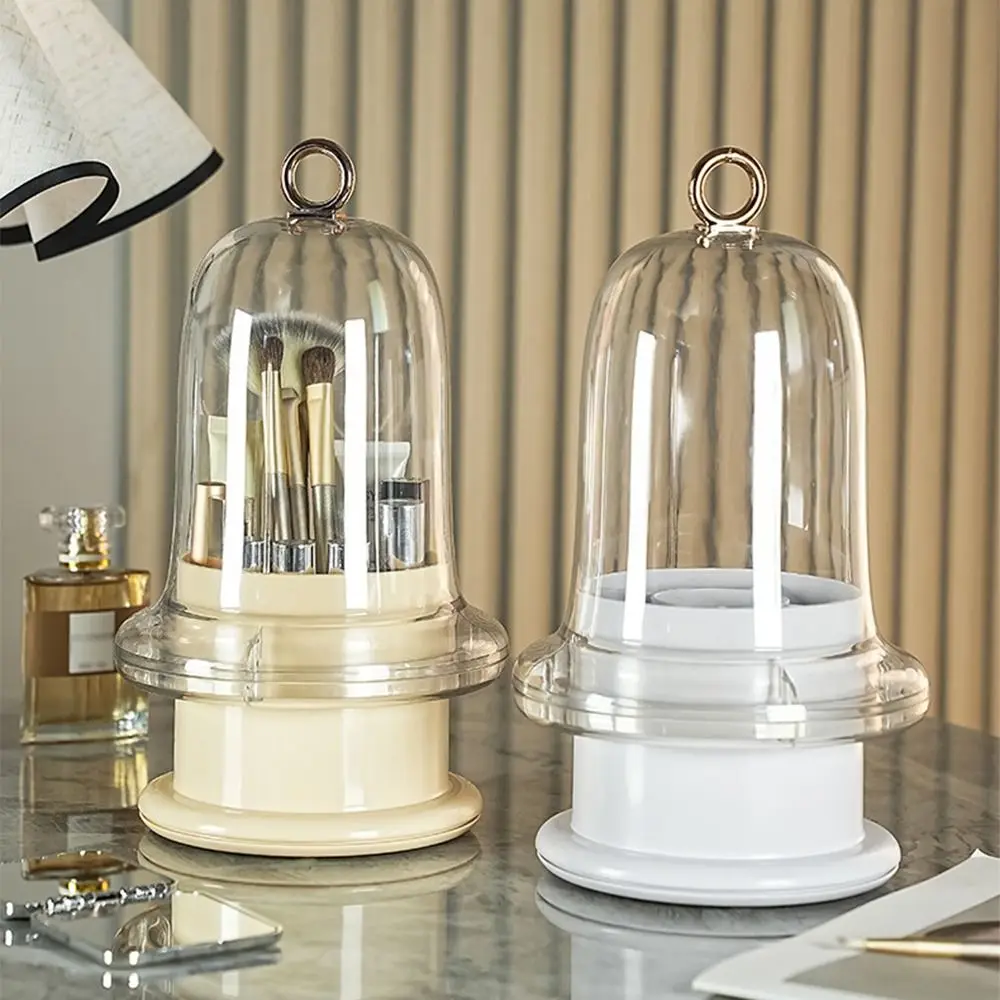 

Rotatable 360° Rotating Brushes Holder Transparent Large Capacity Cosmetic Storage Box with Clear Lid Waterproof
